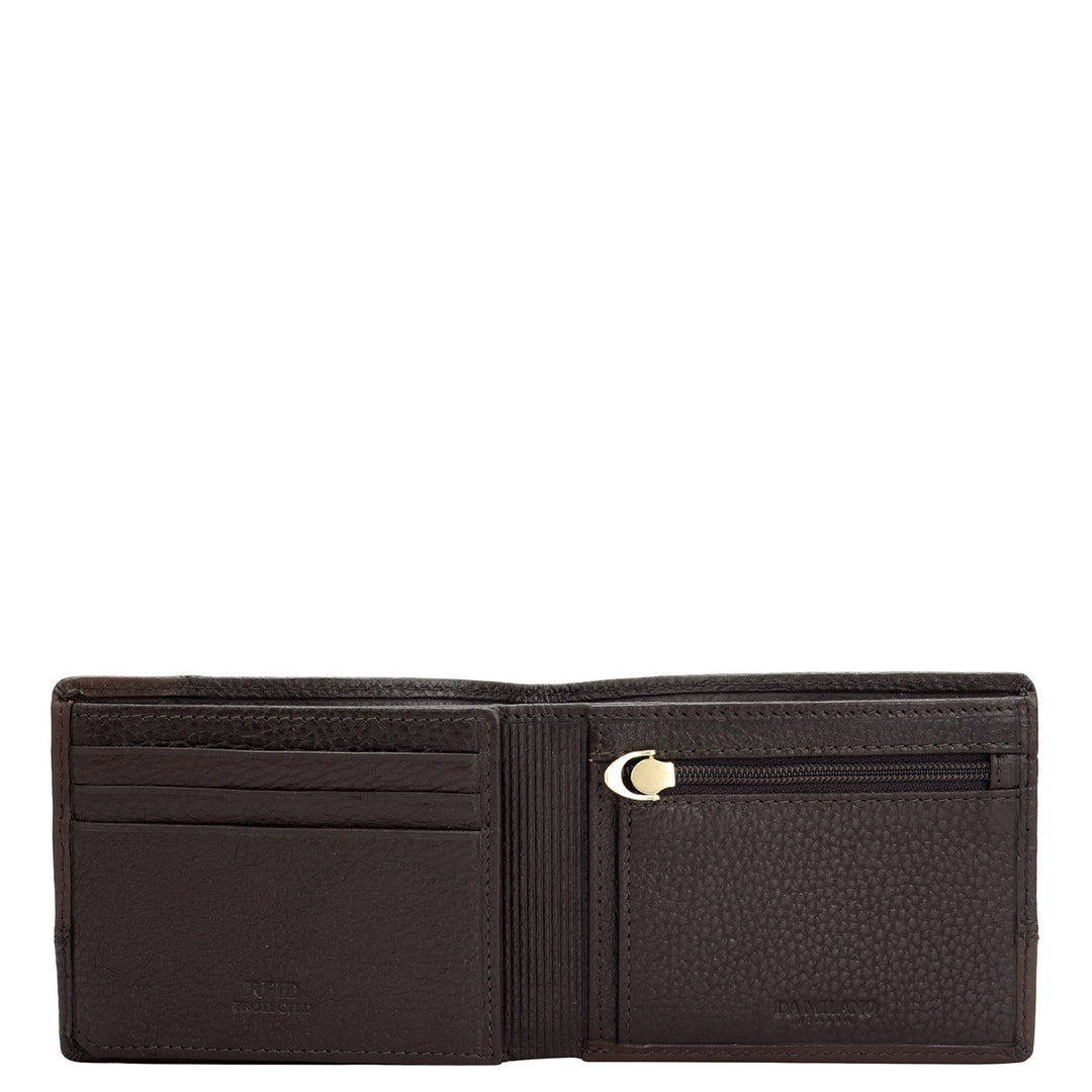 Wax Plain Leather Mens Wallet - Chocolate