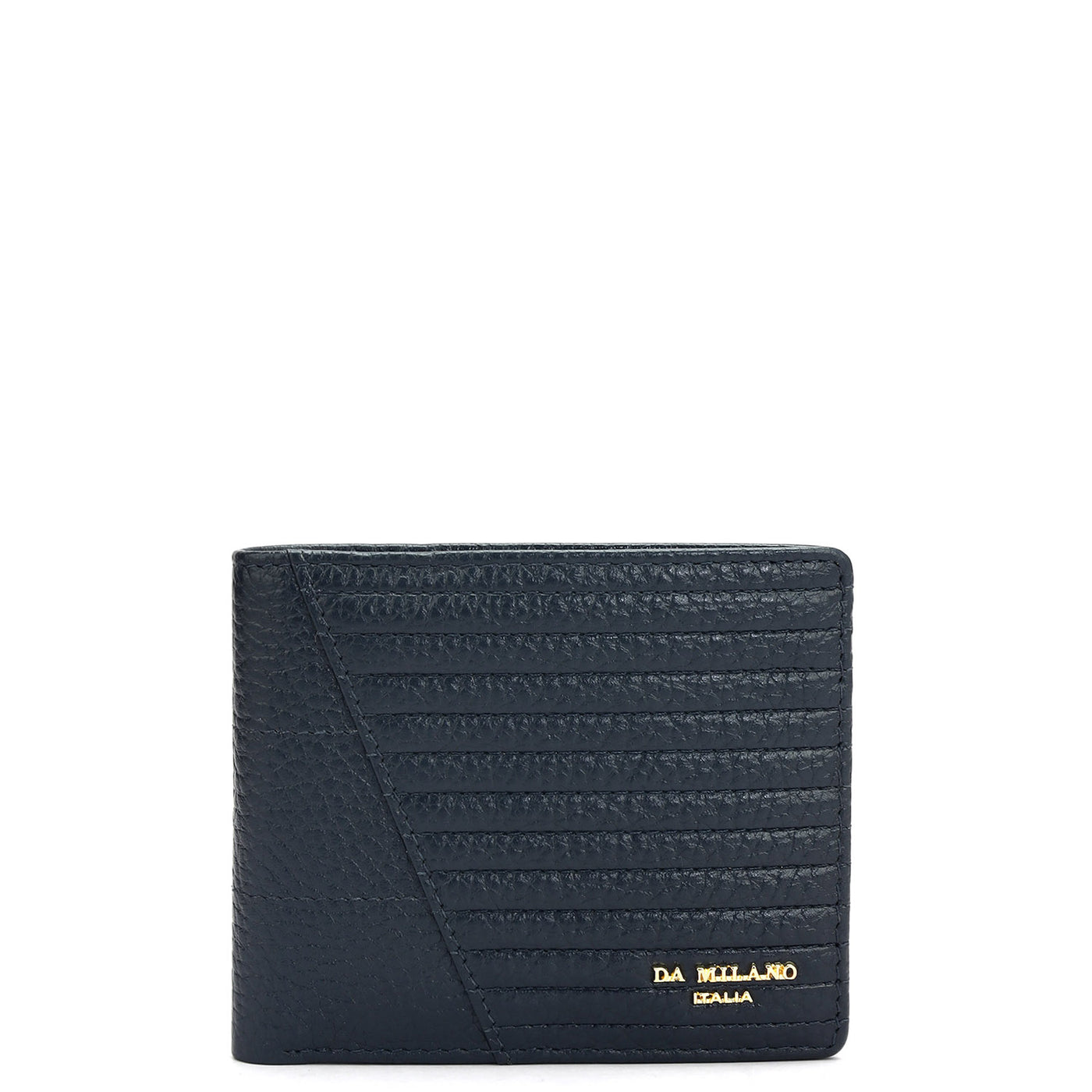 Wax Stripe Leather Mens Wallet - Navy