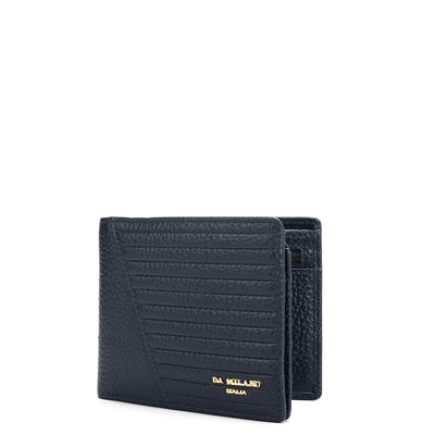 Wax Stripe Leather Mens Wallet - Navy