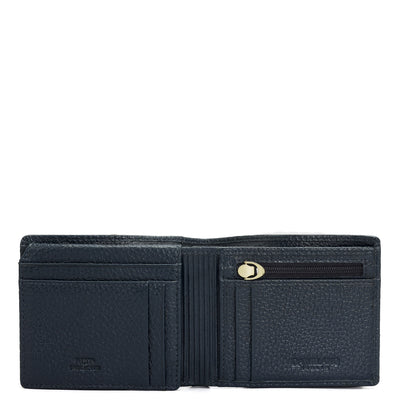 Wax Stripe Leather Mens Wallet - Navy