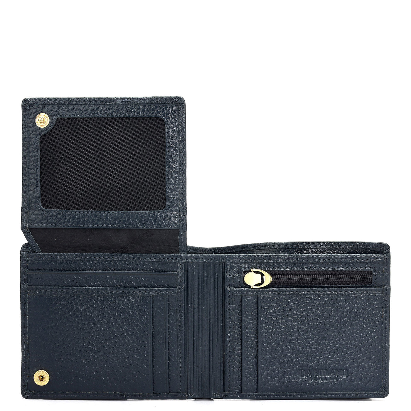 Wax Stripe Leather Mens Wallet - Navy