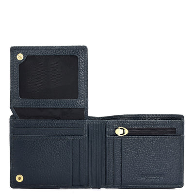 Wax Stripe Leather Mens Wallet - Navy
