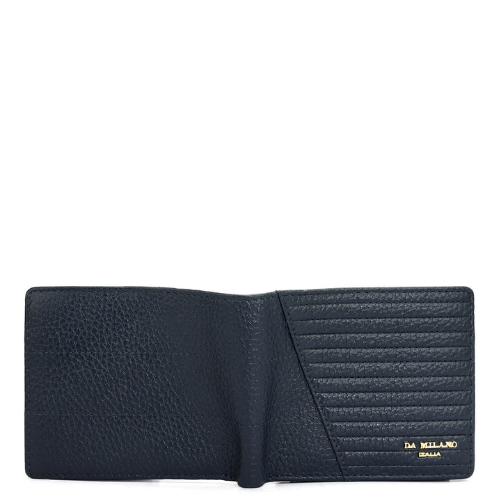 Wax Stripe Leather Mens Wallet - Navy