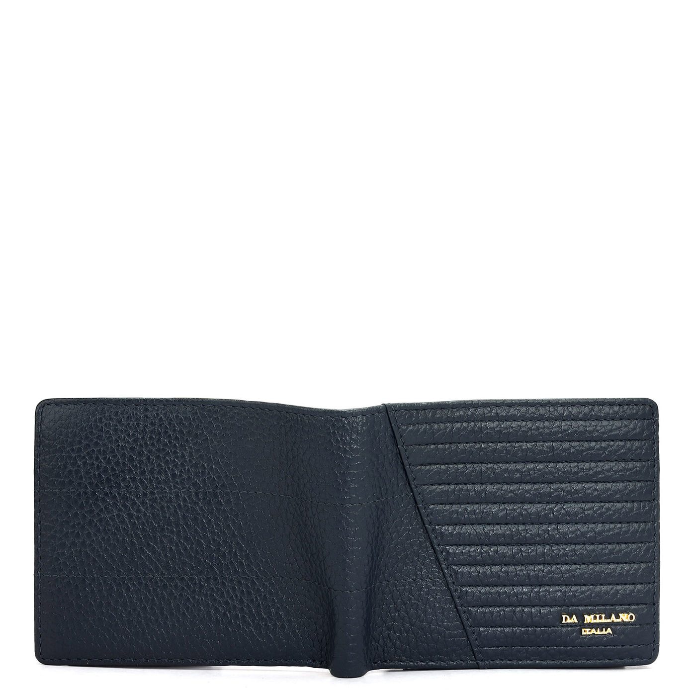 Wax Stripe Leather Mens Wallet - Navy