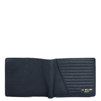 Wax Stripe Leather Mens Wallet - Navy