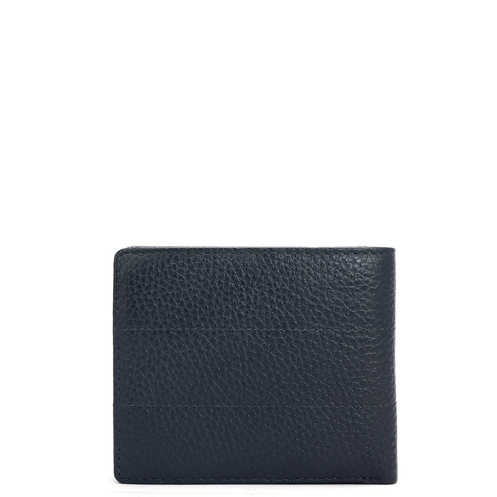 Wax Stripe Leather Mens Wallet - Navy