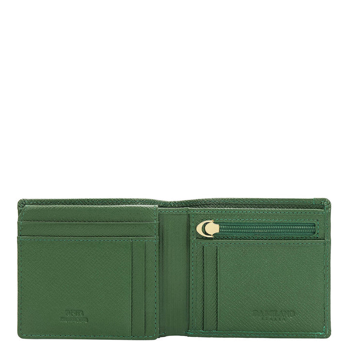 Croco-Texture Bifold Men's Wallet - Emerald Green