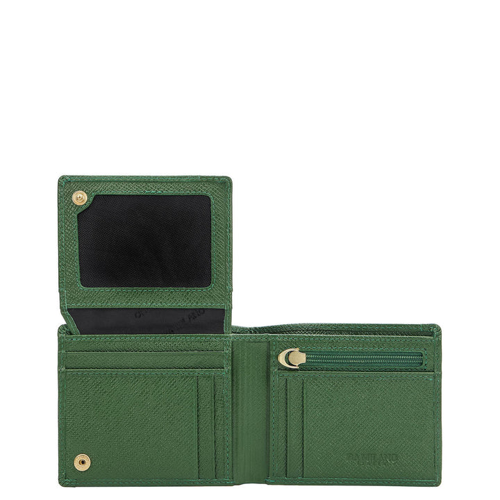 Croco-Texture Bifold Men's Wallet - Emerald Green