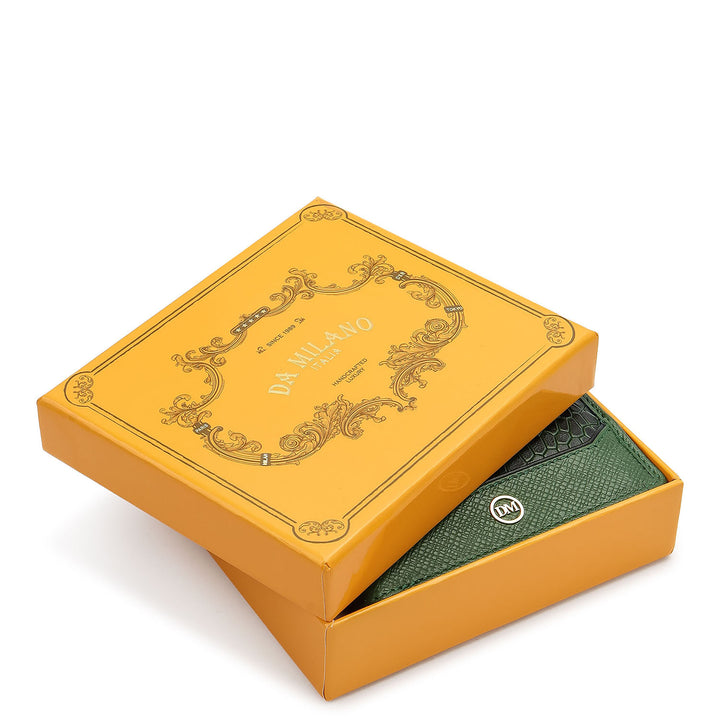 Croco-Texture Bifold Men's Wallet - Emerald Green
