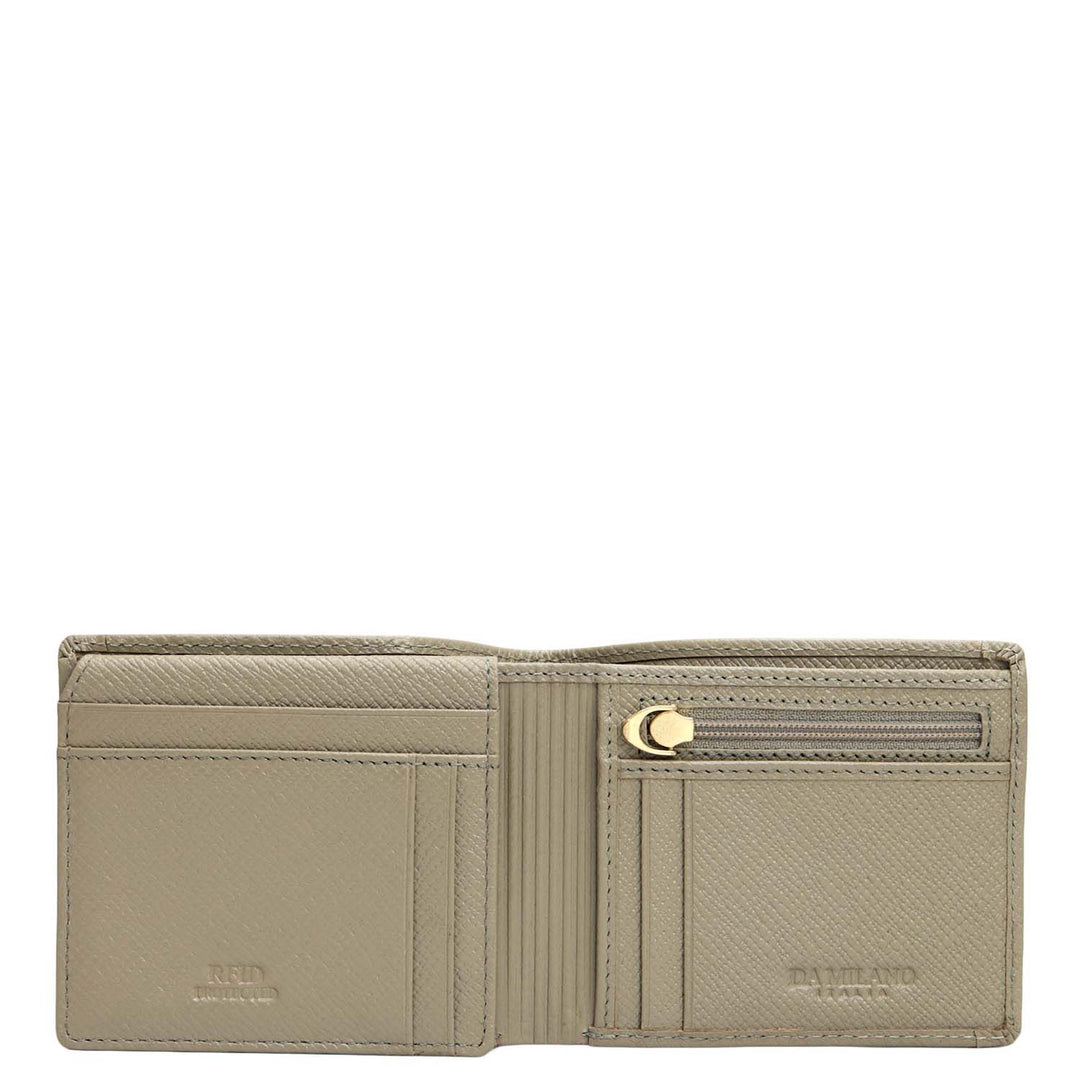 Stone Grey Bifold Leather Mens Wallet