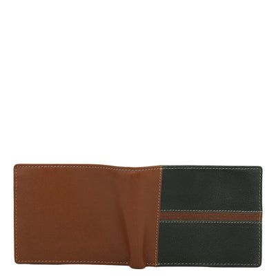 Cognac & Green Bifold Leather Mens Wallet
