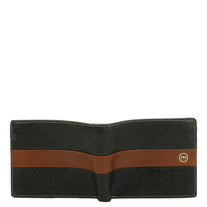 Green Cognac Bifold Leather Mens Wallet