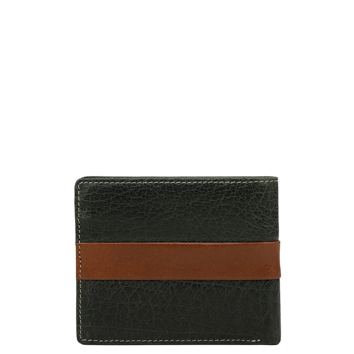 Green Cognac Bifold Leather Mens Wallet