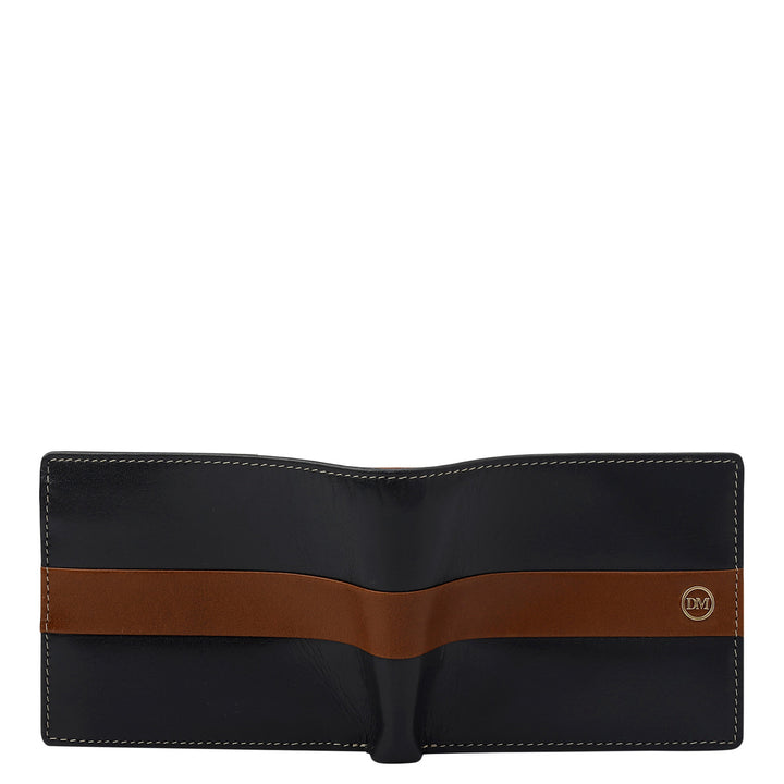 Navy Cognac Bifold Leather Mens Wallet