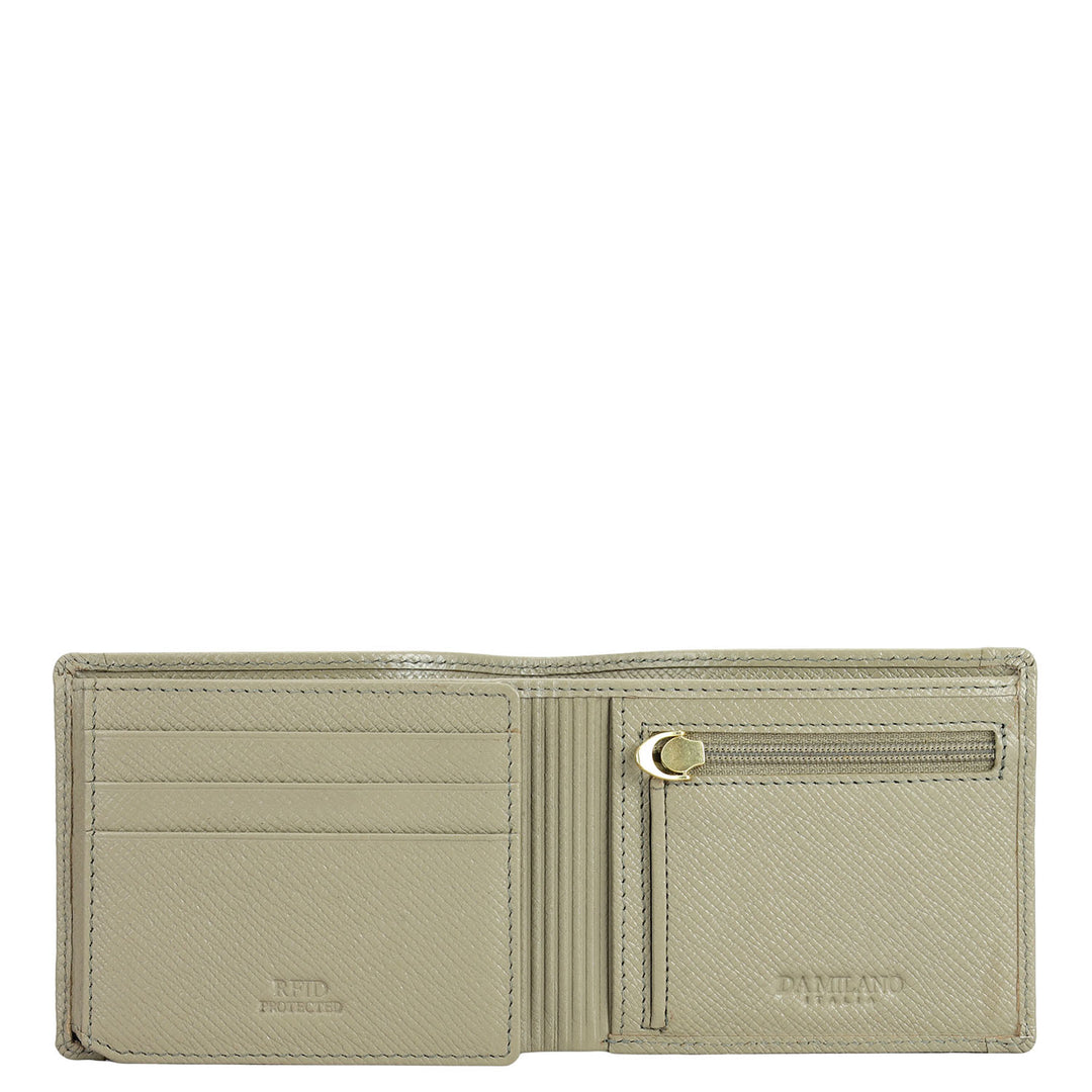 Stone Grey Bifold Leather Mens Wallet