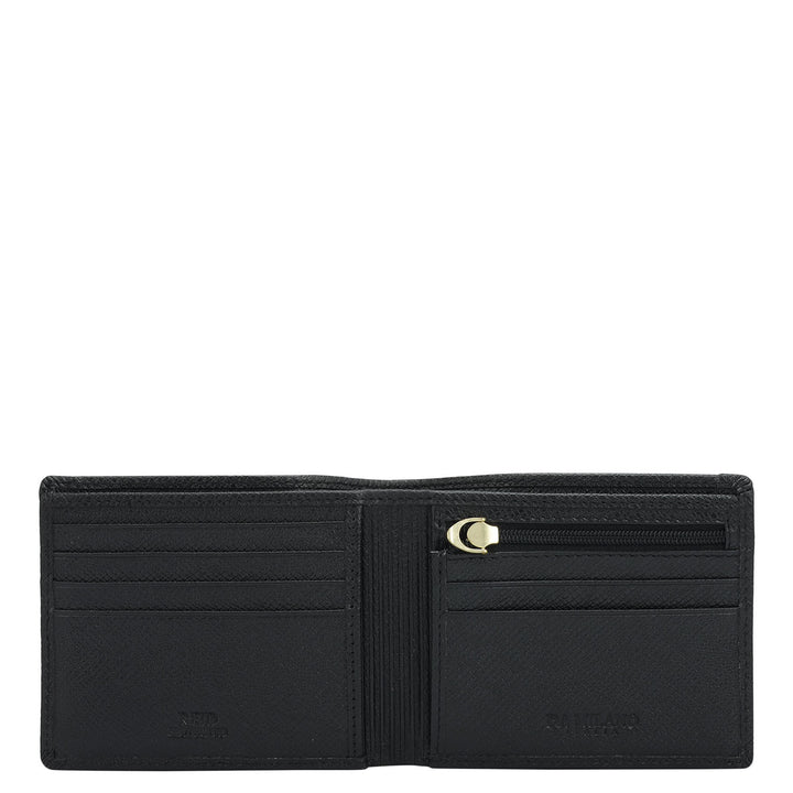 Black Bifold Leather Mens Wallet