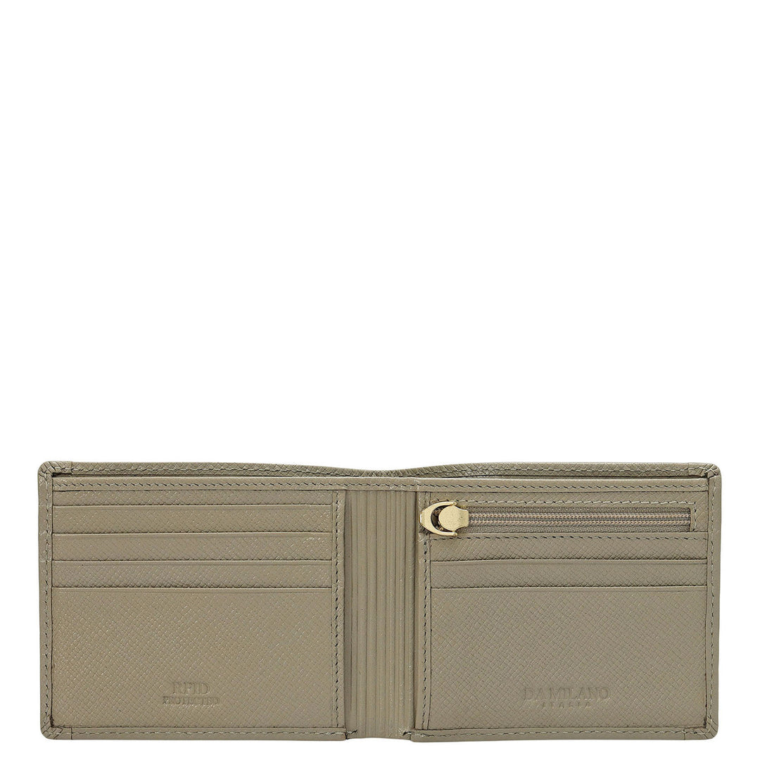 Stone Grey Bifold Leather Mens Wallet