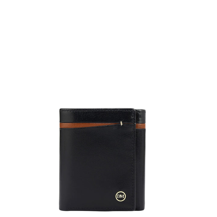 Black Trifold Leather Mens Wallet