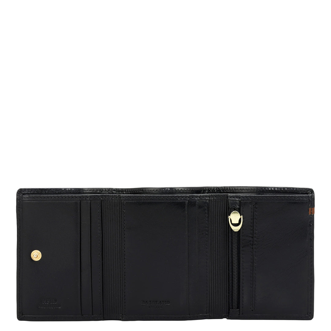 Black Trifold Leather Mens Wallet