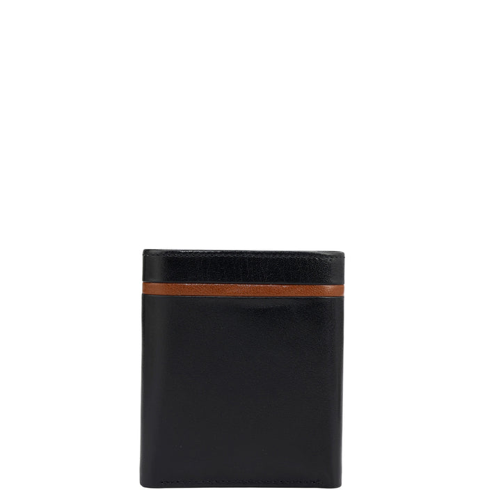 Black Trifold Leather Mens Wallet