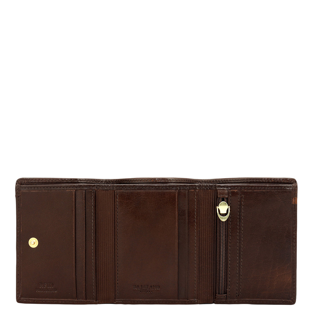 Brown Trifold Leather Mens Wallet