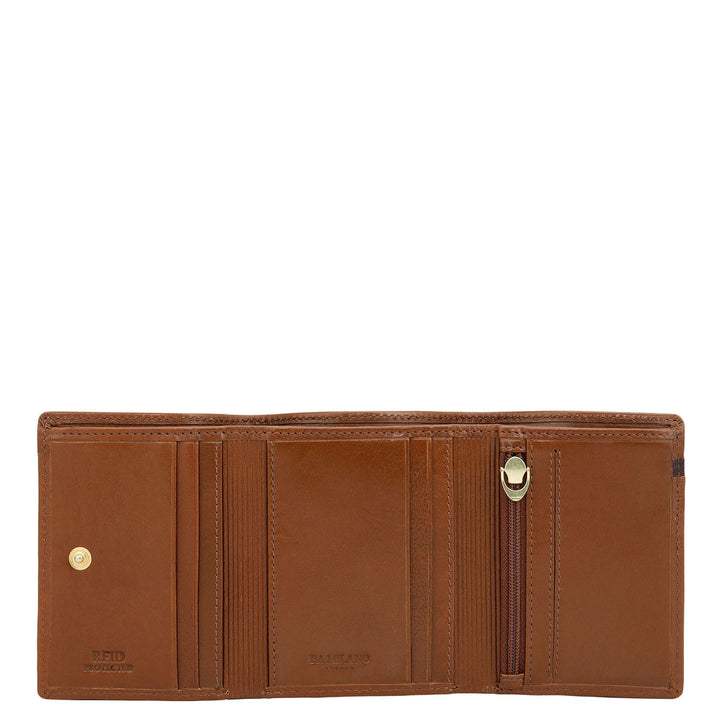 Cognac Trifold Leather Mens Wallet