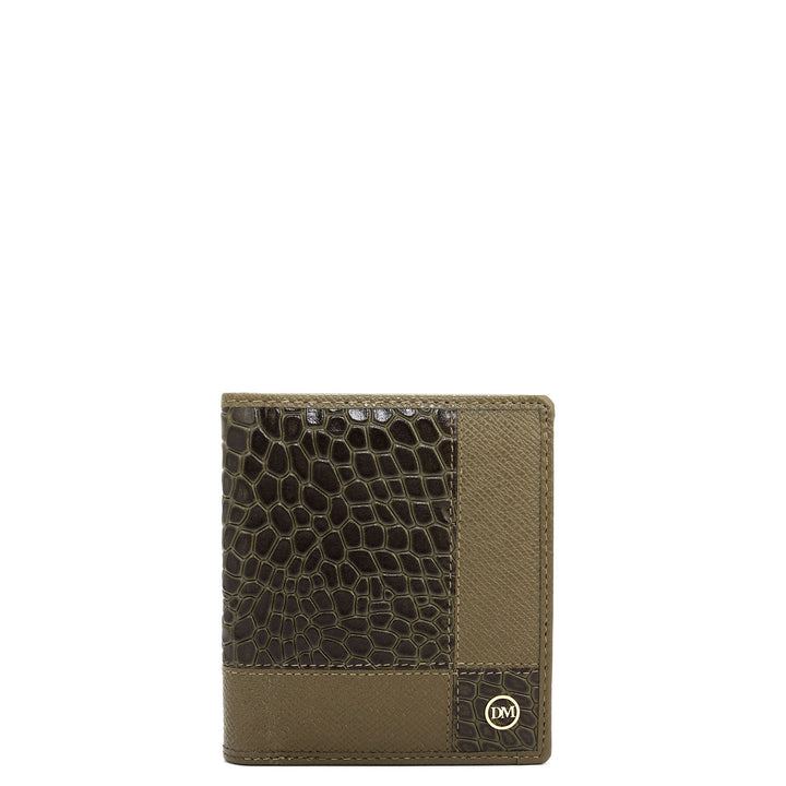 Military Green Bifold Leather Mens Wallet