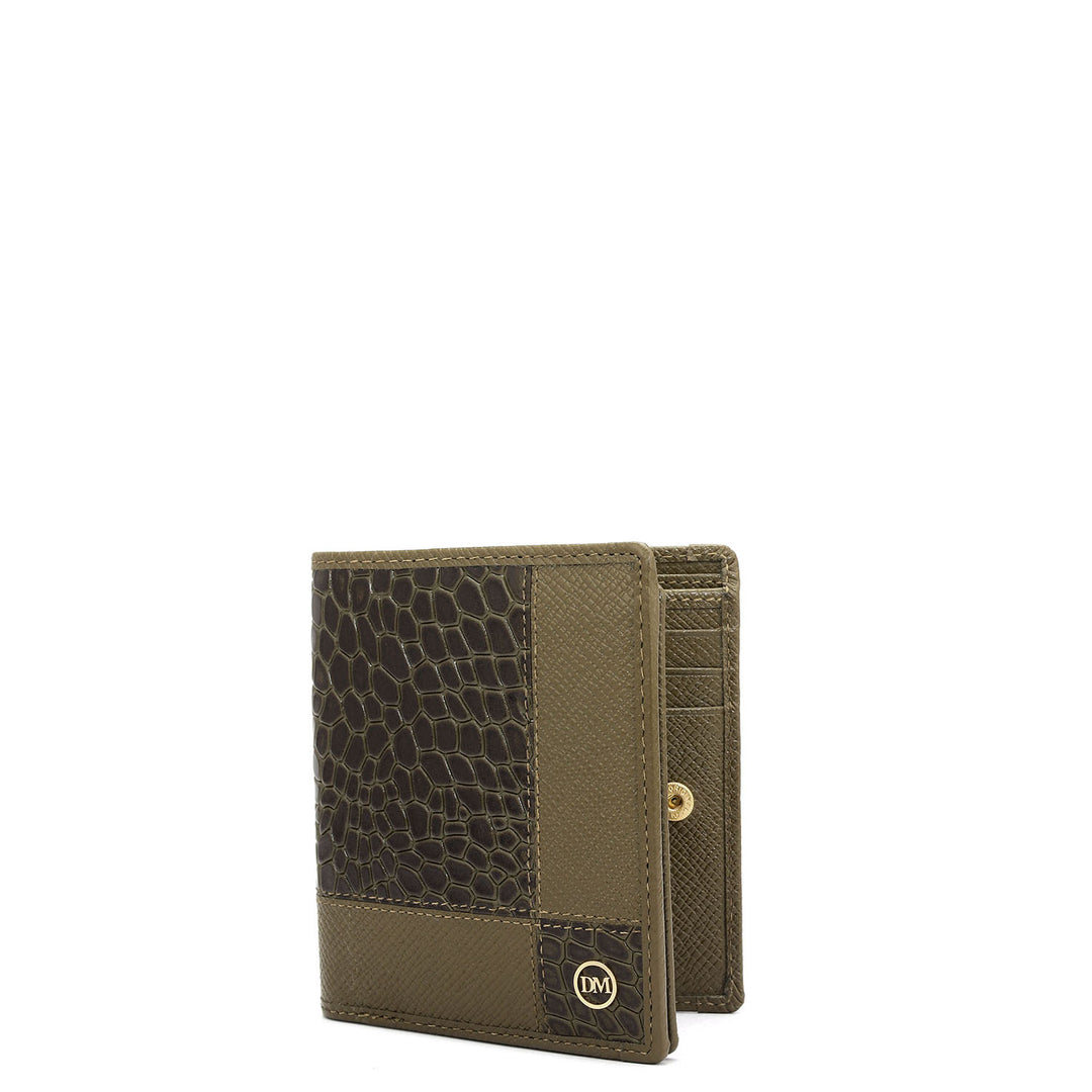 Military Green Bifold Leather Mens Wallet