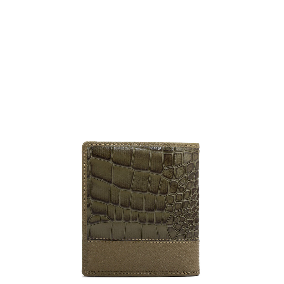 Military Green Bifold Leather Mens Wallet