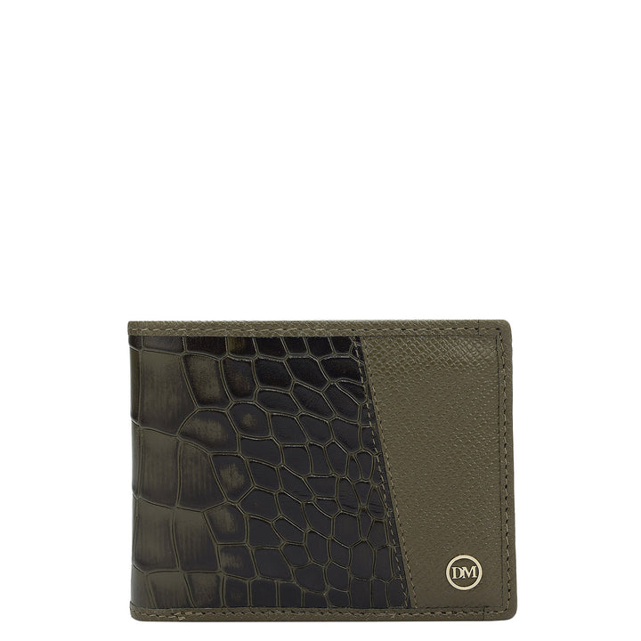 Military Green Bifold Leather Mens Wallet
