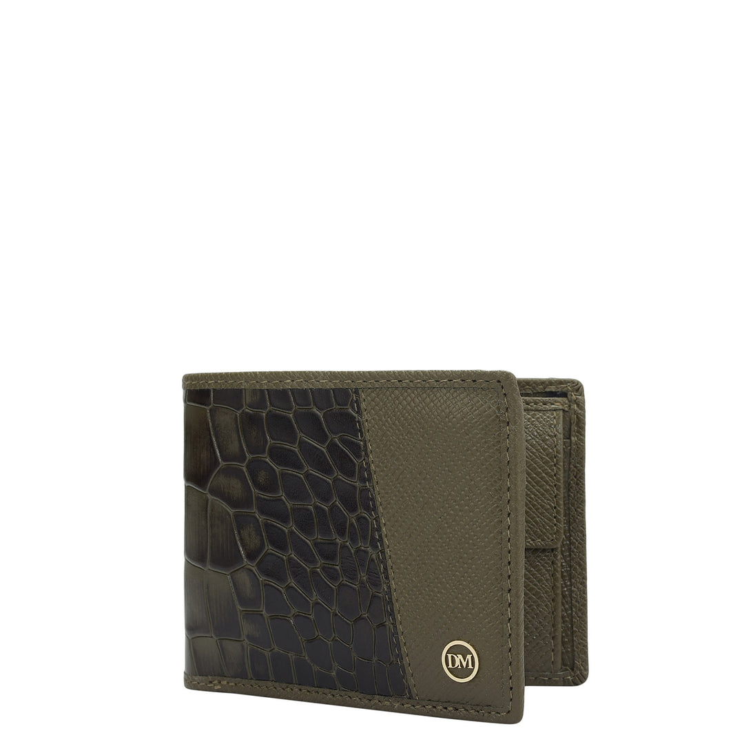 Military Green Bifold Leather Mens Wallet