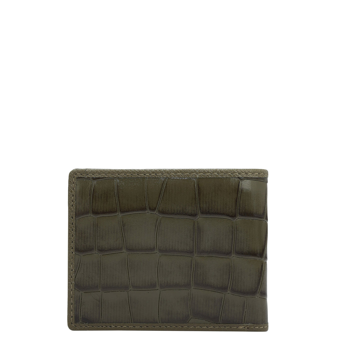 Military Green Bifold Leather Mens Wallet