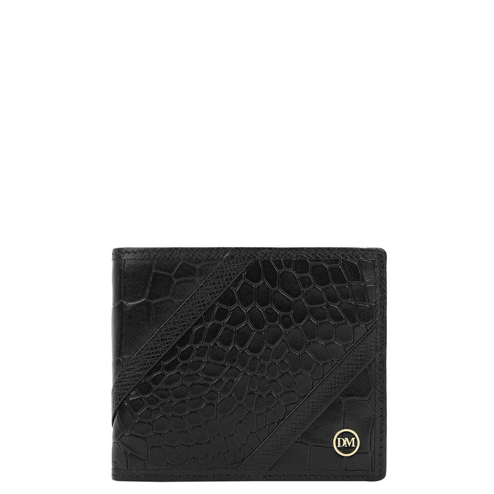 Croco-Texture Bifold Men's Wallet - Black
