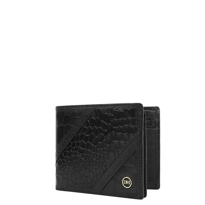 Croco-Texture Bifold Men's Wallet - Black