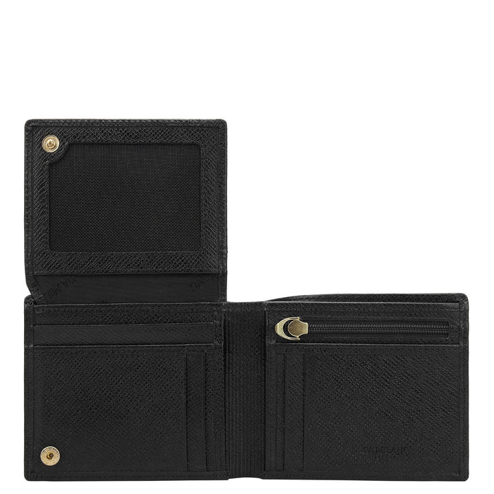 Croco-Texture Bifold Men's Wallet - Black