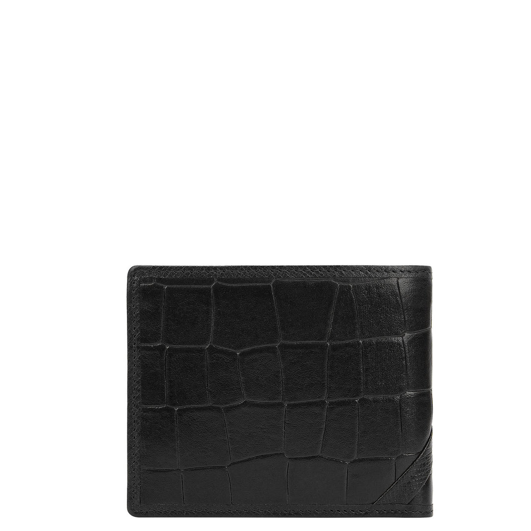 Croco-Texture Bifold Men's Wallet - Black