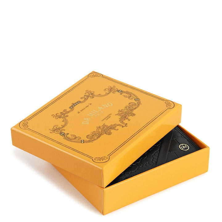 Croco-Texture Bifold Men's Wallet - Black