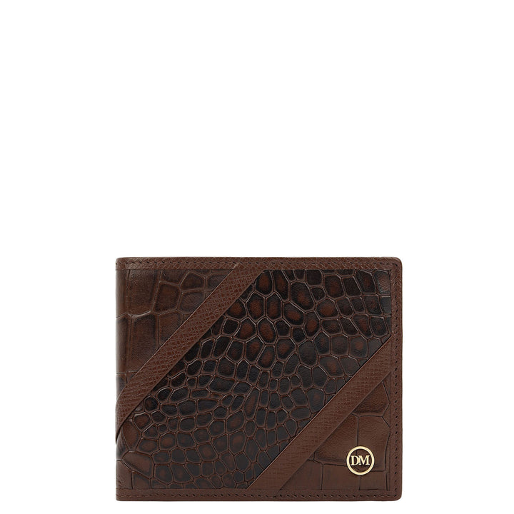 Croco-Texture Bifold Men's Wallet - Walnut