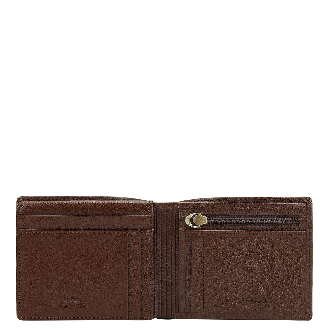 Croco-Texture Bifold Men's Wallet - Walnut