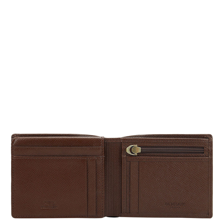 Croco-Texture Bifold Men's Wallet - Walnut