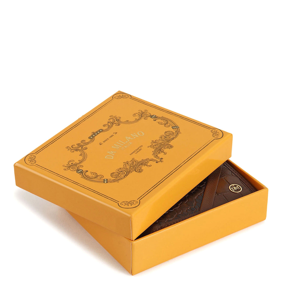 Croco-Texture Bifold Men's Wallet - Walnut