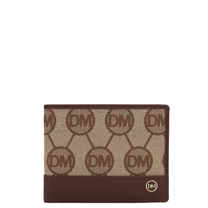 Beige & Espresso Bifold Leather Mens Wallet