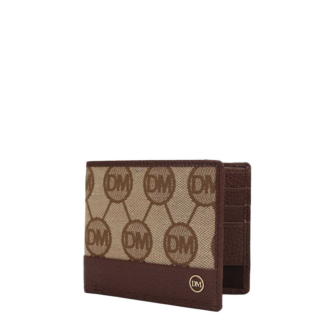 Beige & Espresso Bifold Leather Mens Wallet