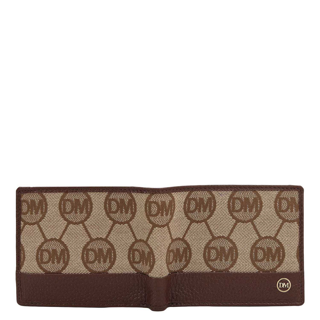 Beige & Espresso Bifold Leather Mens Wallet
