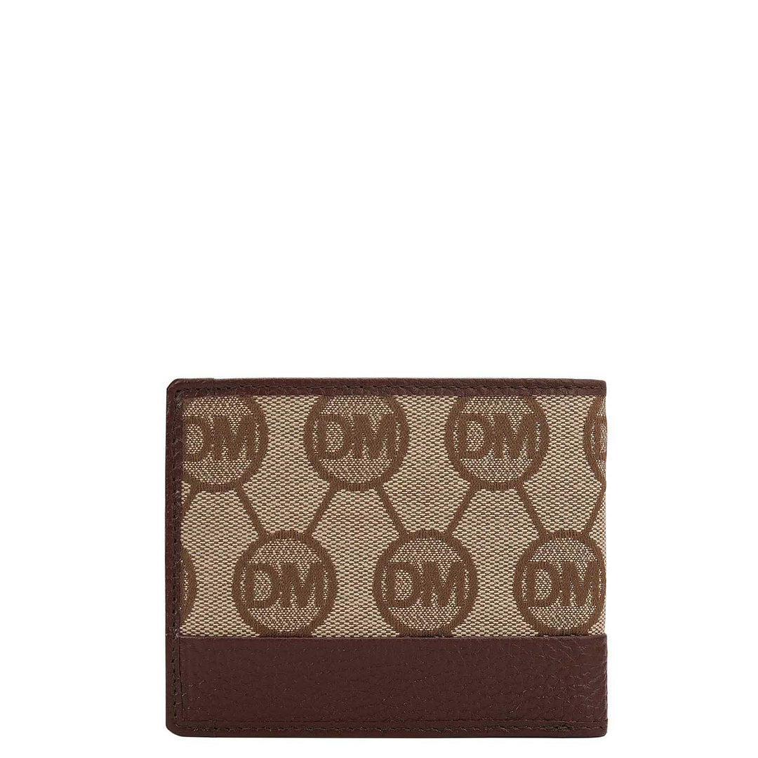Beige & Espresso Bifold Leather Mens Wallet
