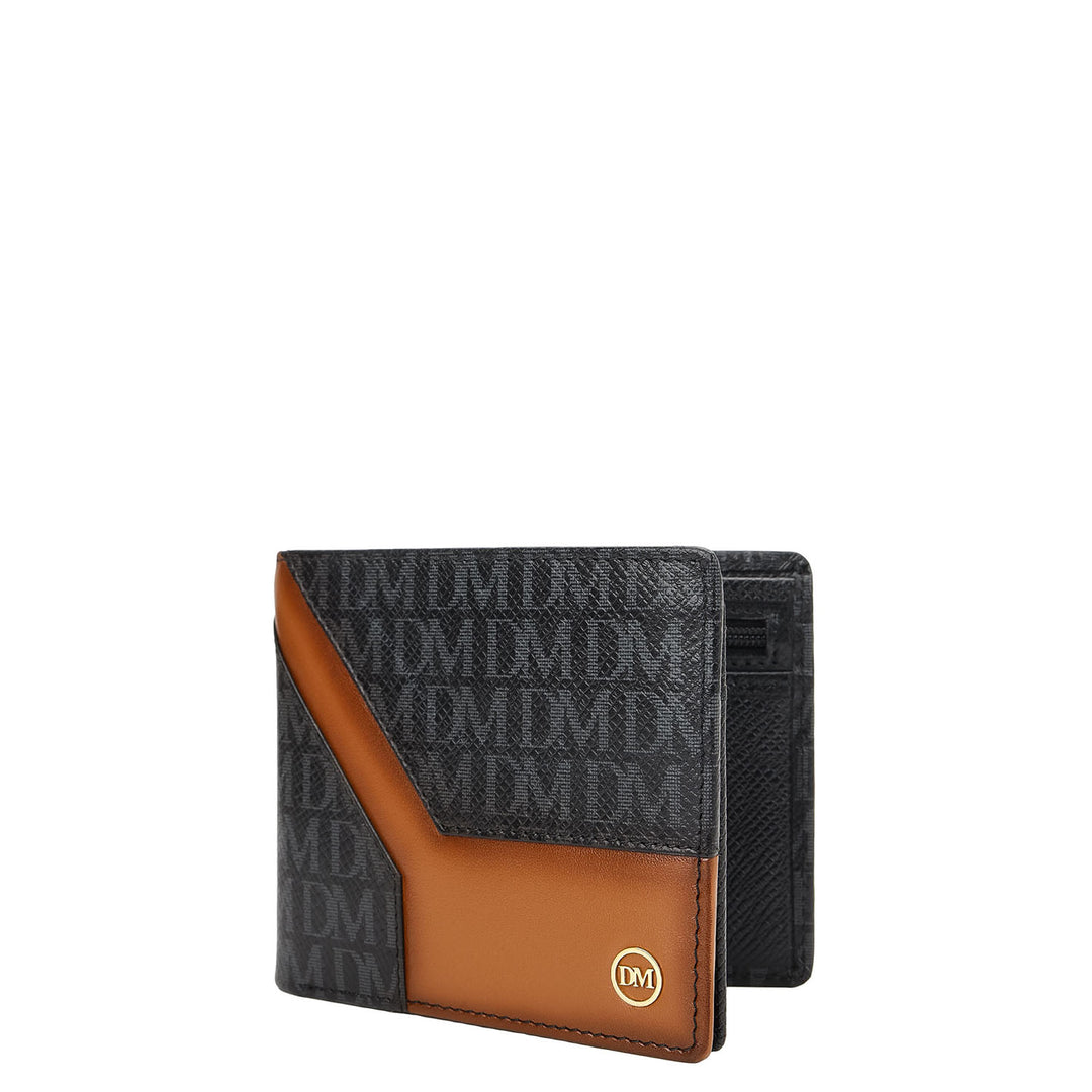 Bifold Men's Wallet - Black & Cognac