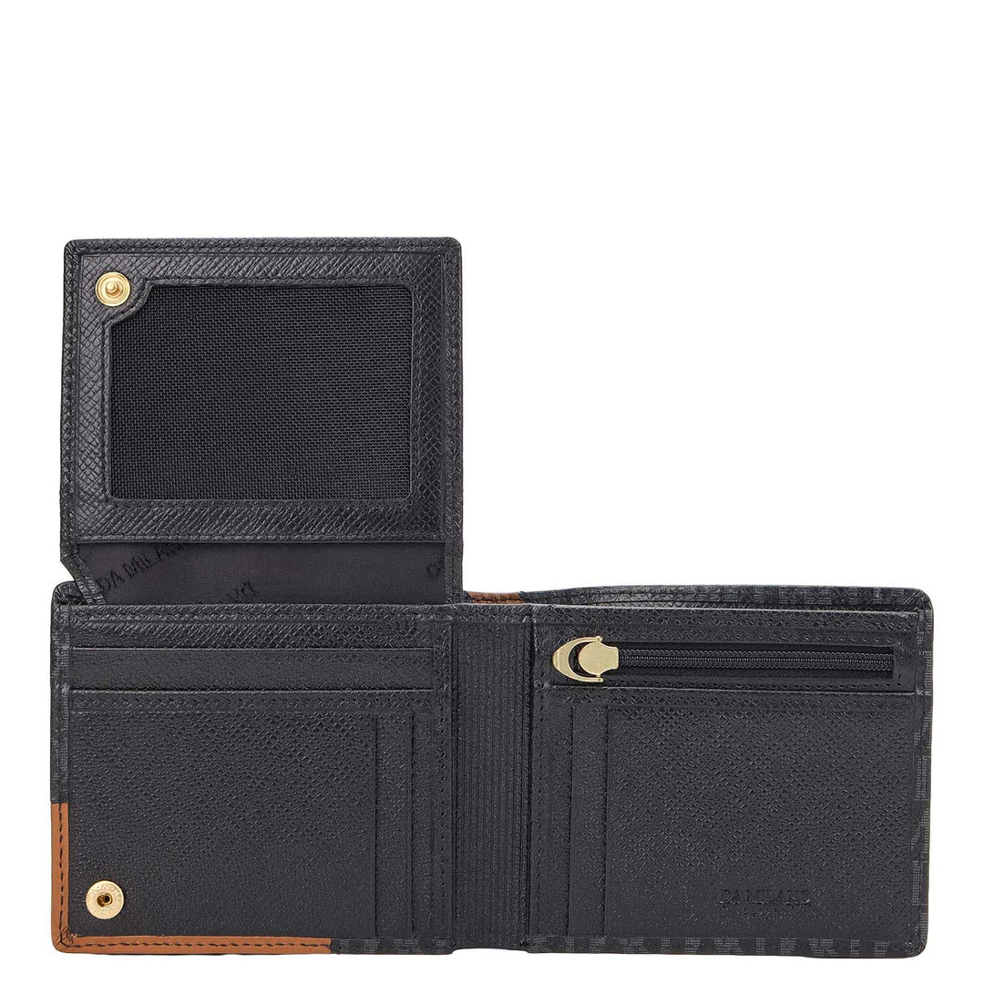 Bifold Men's Wallet - Black & Cognac