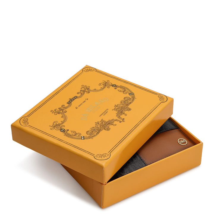 Bifold Men's Wallet - Black & Cognac