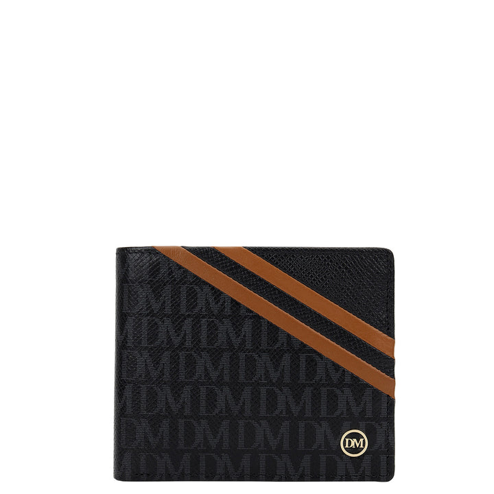Monogram Bifold Men's Wallet - Black & Tan