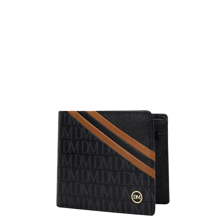 Monogram Bifold Men's Wallet - Black & Tan